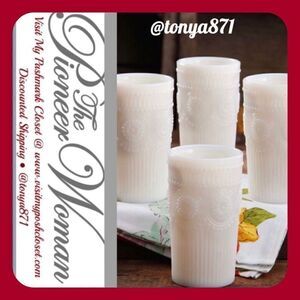 🦋 RARE! HTF! 🦋 EUC Pioneer Woman Adeline 16 oz Tumbler, Set of 4, White